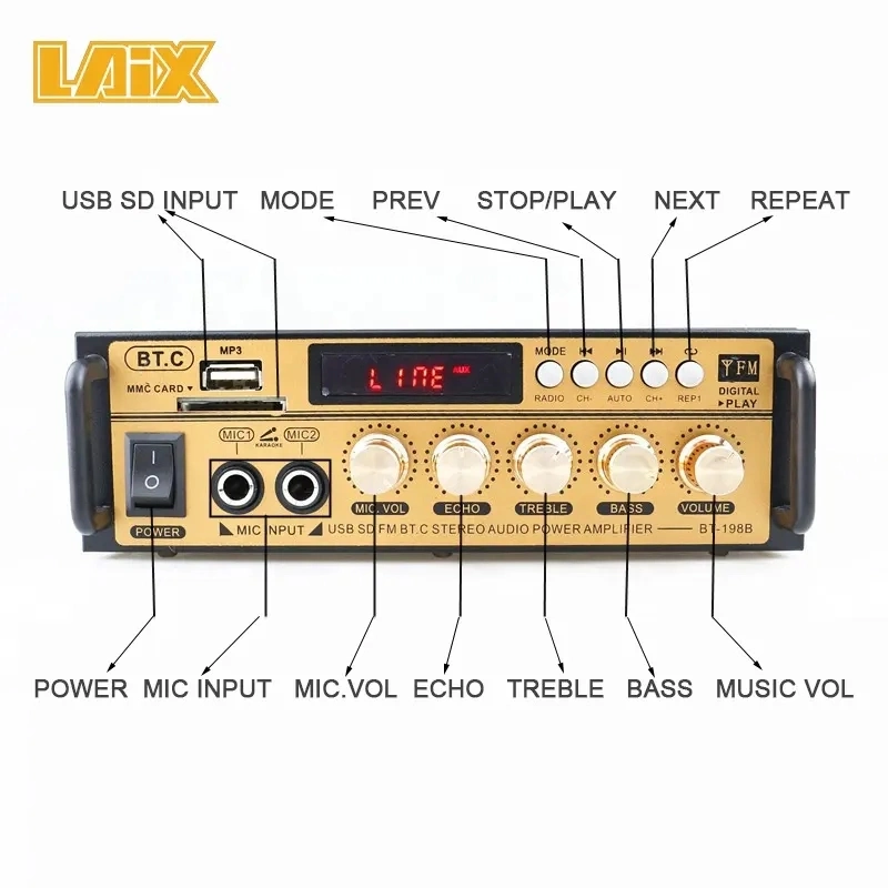 2 Channel Mini Car Home Theater Karaoke Speaker Integrated Stereo Bass Class D Power Sound Amplificador Audio HiFi Amplifier