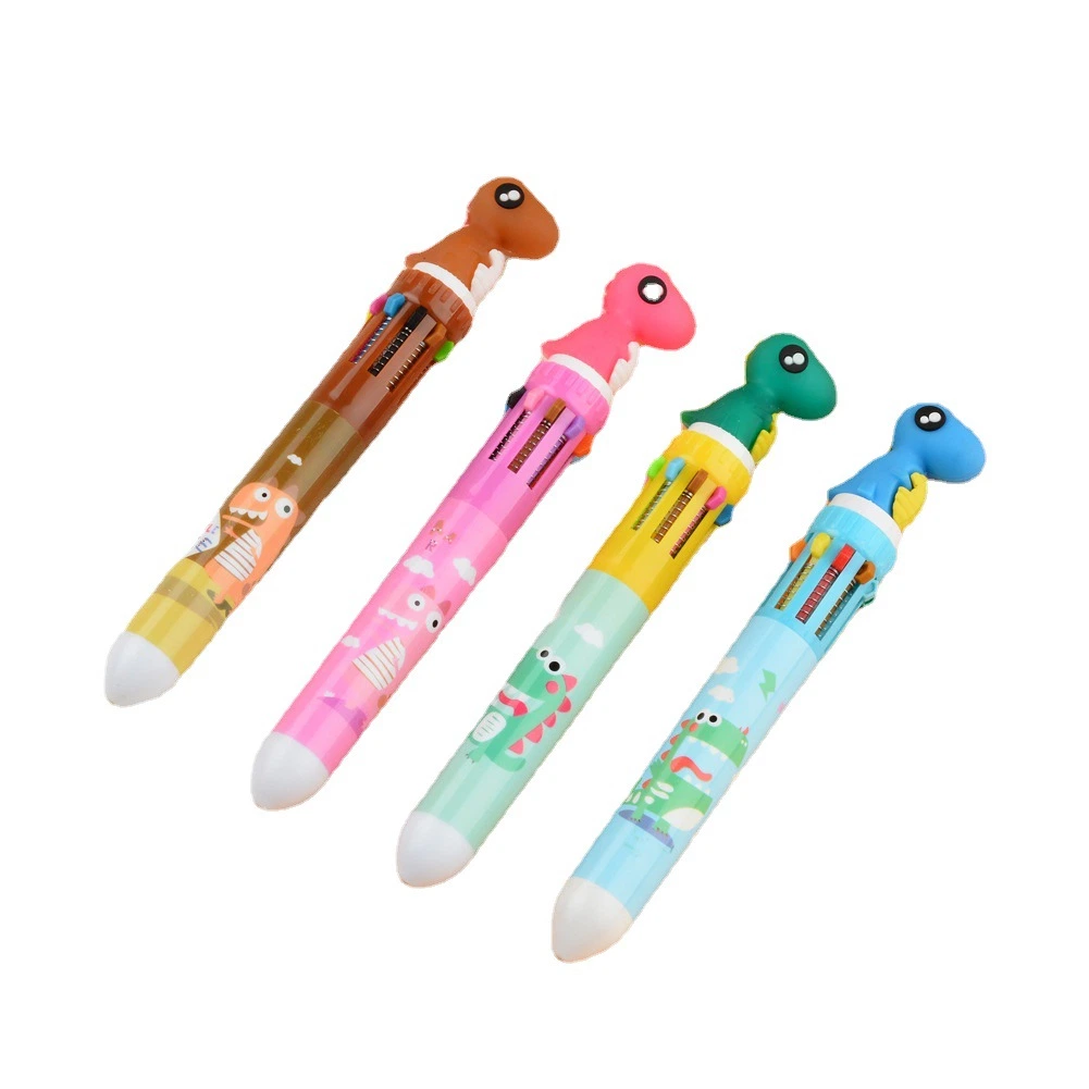 Dessin animé dix couleurs Ballpoint Pen Cute Student Creative papeterie Multi-Function Handbook Marqueur stylo bille multi-couleurs Press-action