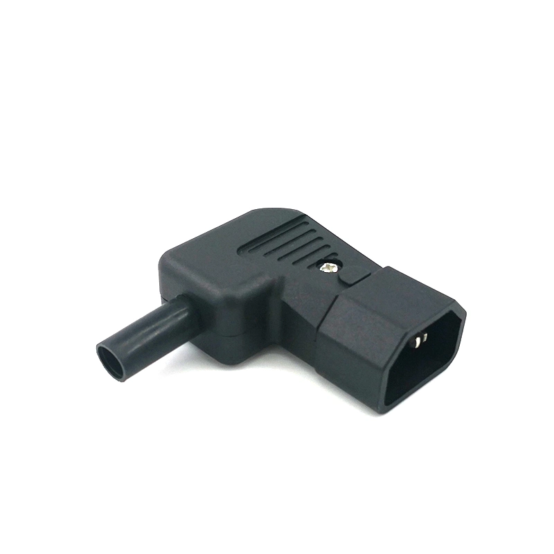 Conector macho de alimentación de CA en ángulo recto R/a IEC60320 C13, estilo de montaje