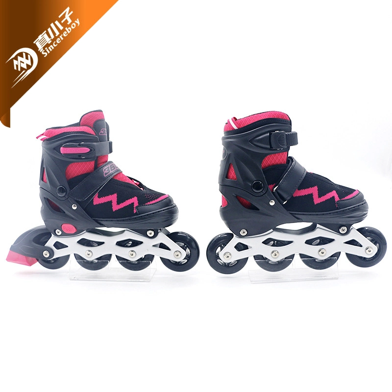 Plastic Chassis Quad Double Roller Skates for Children with High Hardness Elastic PU Flashing Wheel