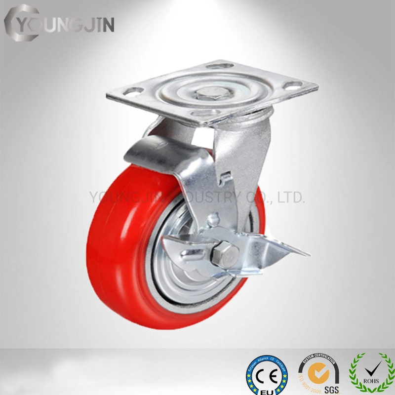 Industrial Caster Wheel with Red PP PVC PU TPR Nylon Wheel Iron Core Castor