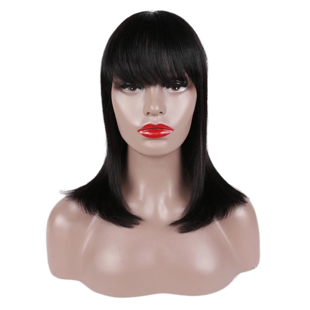 Custom Fringe Human Hair Wigs with Bang Indian Hair Lace Frontal Wigs Full Lace Wigs