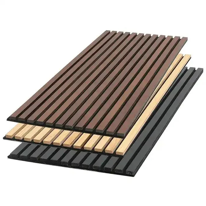 Modern Acoustic Anti Sound Absorption Proofing Wood Slat Polyester Fiber Wall Panel