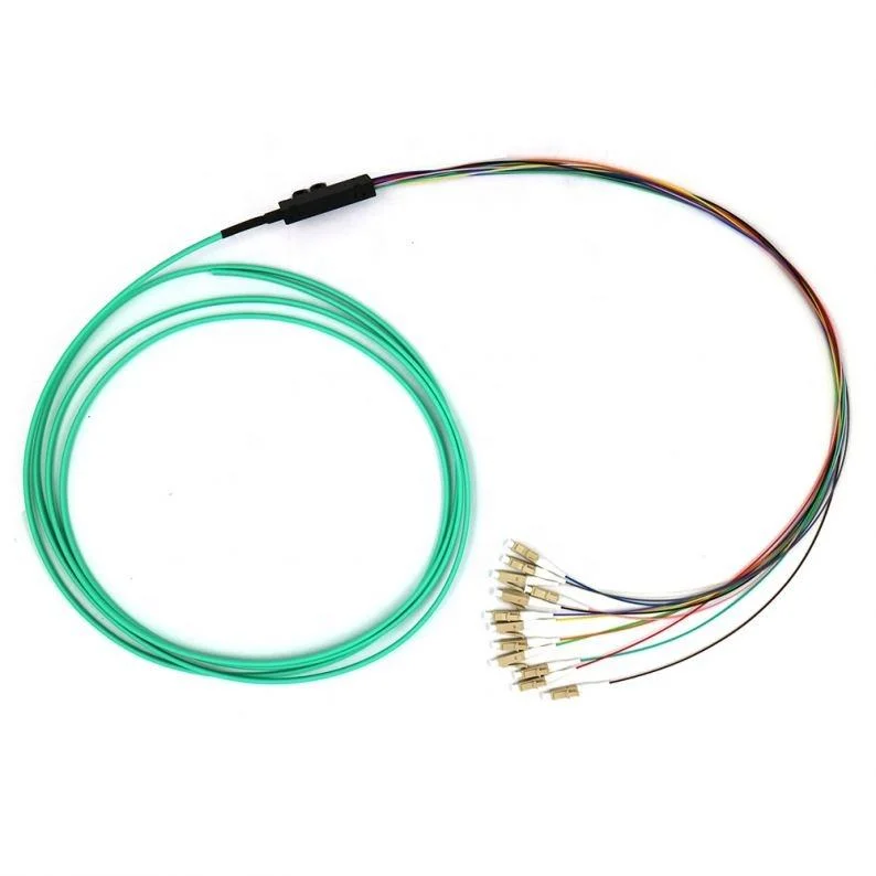 Factory Manufacture Om3 LC 12 Core Pigtail 12 Core Single Mode Fiber Optic Cable