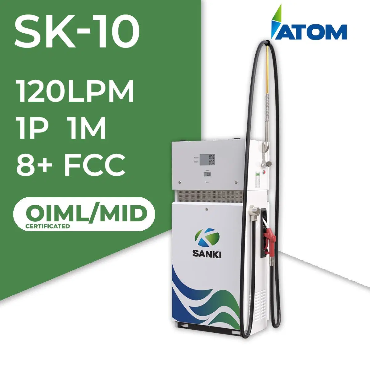 Sanki Atom-10 120lpm in 1 Düse mit OIML\MID Zertifikat Kraftstoff Spender