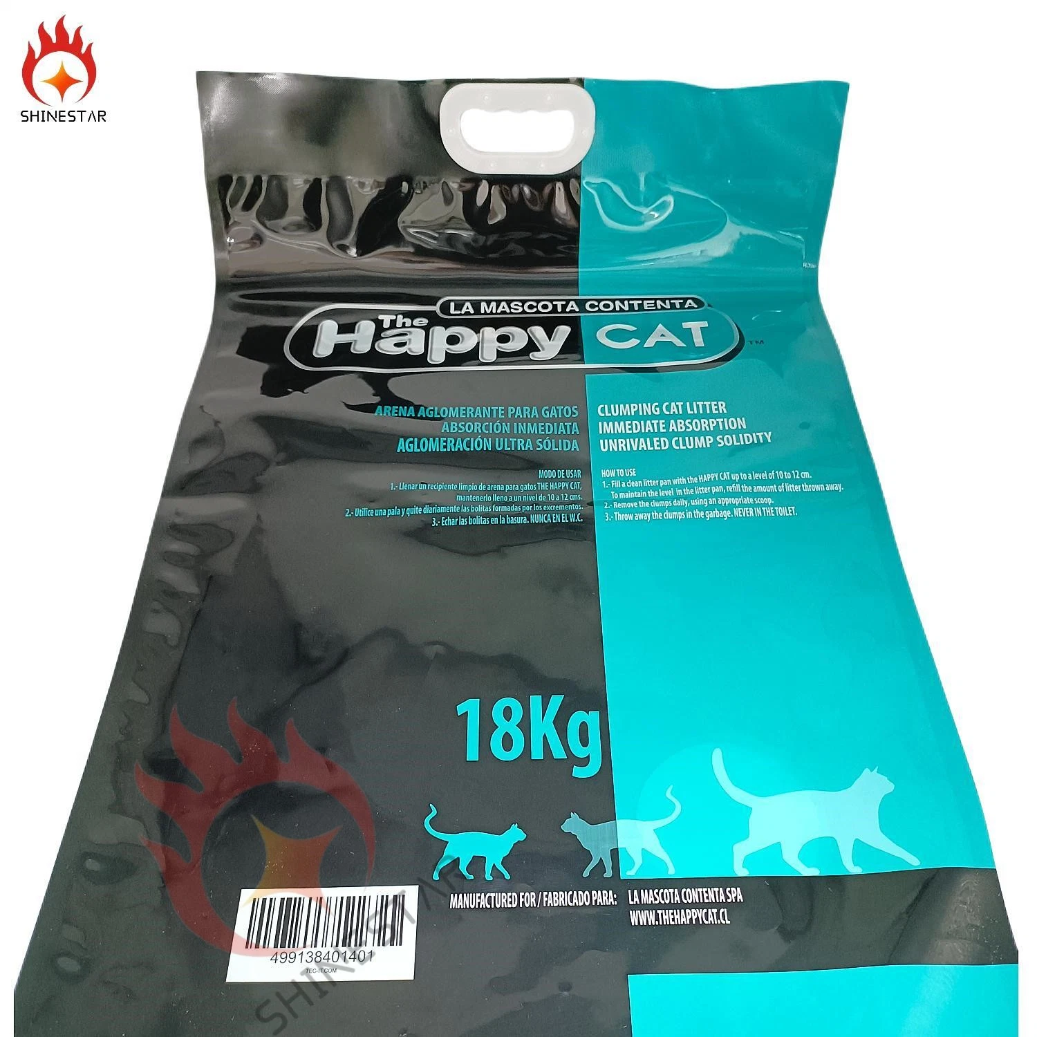 Bolsa de plástico grande con ventana de asa para comida para mascotas Basura (18kg)