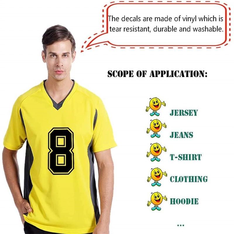 Low Price Factory Iron on Jersey Numbers Uniforms Hats Decal Letter Heat Transfer