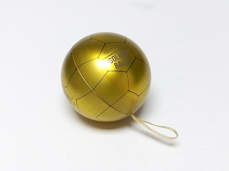 Boule de Noël de l'étain avec chaîne de caractères pour boîte cadeau en métal à l'emballage