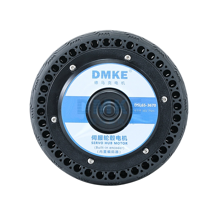 Dmke 6,5inch 180W 24V 36V BLDC IP65 neumático de caucho eléctrico Servomotor de cubo de rueda con codificador magnético para limpieza Robot