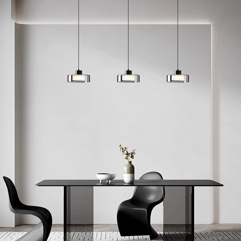 Restaurant Smoke Gray 3-Head Glass Chandelier LED Ceiling Light