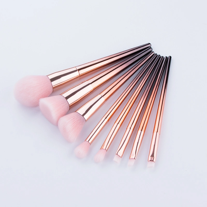 8PCS Gradient Gold Color Plastic ABS Handle Professional Makeup Brushes Set Fashion Beauty Tools