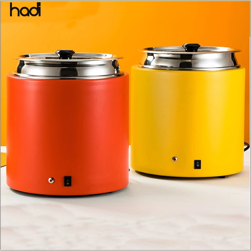 Hadi Hotel Restaurant Commercial Warm Soup Pots 10 Liter Soup Station Buffet Red Color Electric Kettle Stainless Steel Buffet Food Warmer for Soup