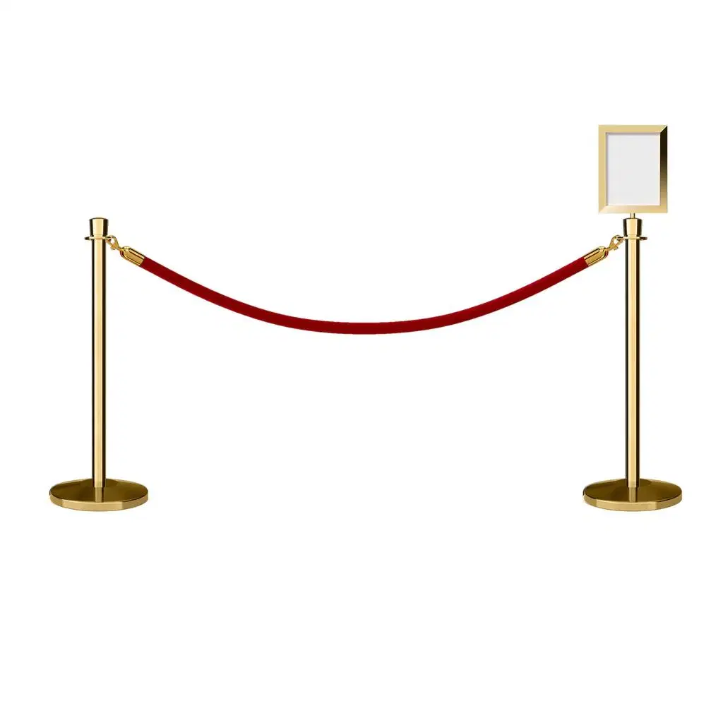 Stainless Steel Stanchion Crowd Control Rope Stand Barrier Post with Sign
