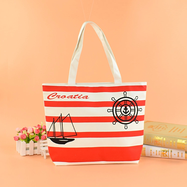 Christmas Canvas Bags Handmade Personalized Striped Christmas Reusable Bag