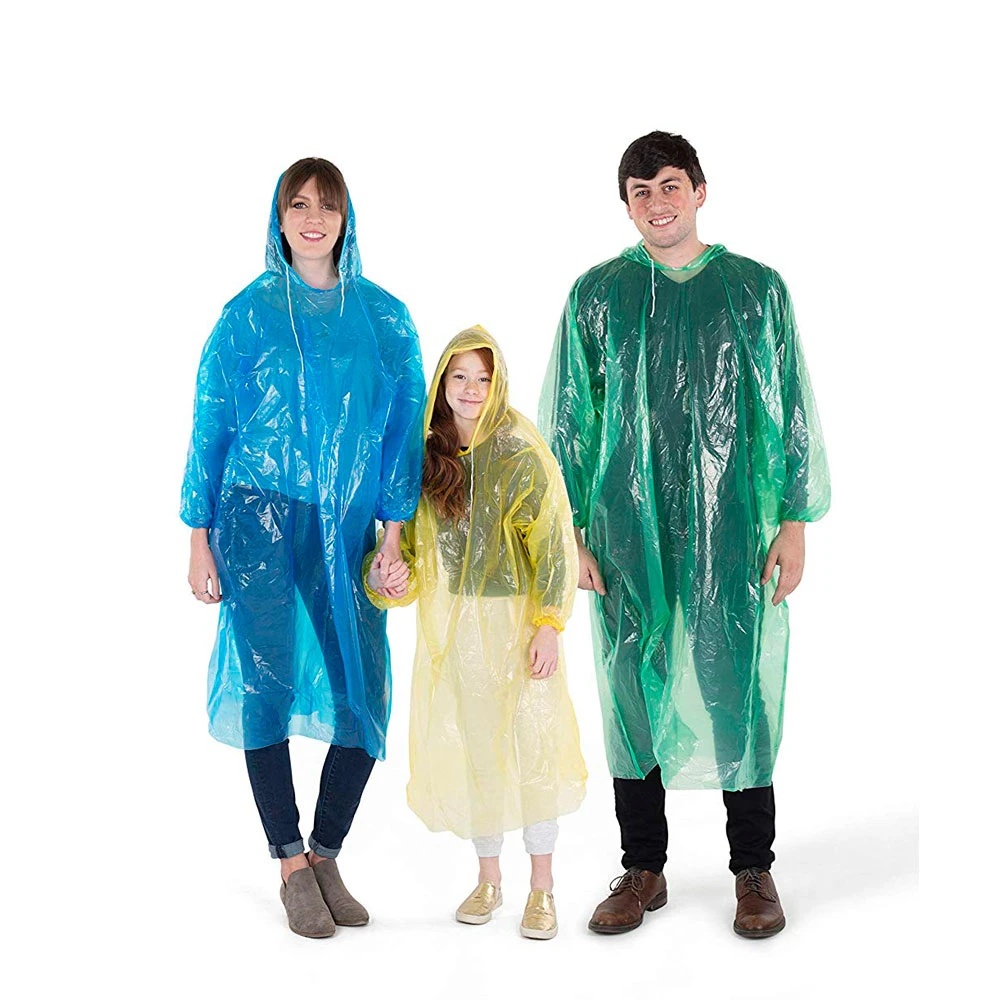 Custom Logo Emergency Pocket PE Disposable Adult Waterproof Rain Poncho