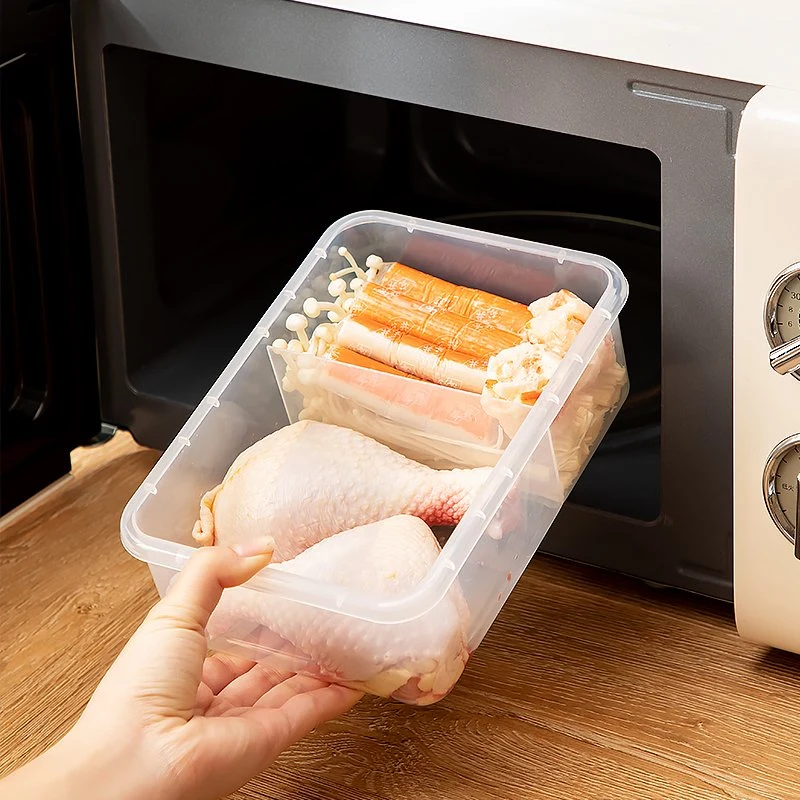 Kitchen Refrigerator Food Storage Container with Clasps Meat Preservation Crisper High-Capacity Storage Box