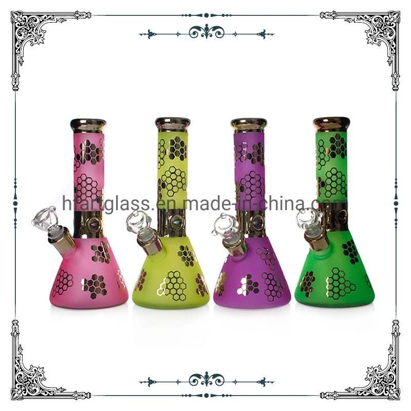 12.5 Inches 7 mm Thick Sandblast &Special Electroplated Beaker Colorful Hookah Shisha Glass Smoking Water Pipe