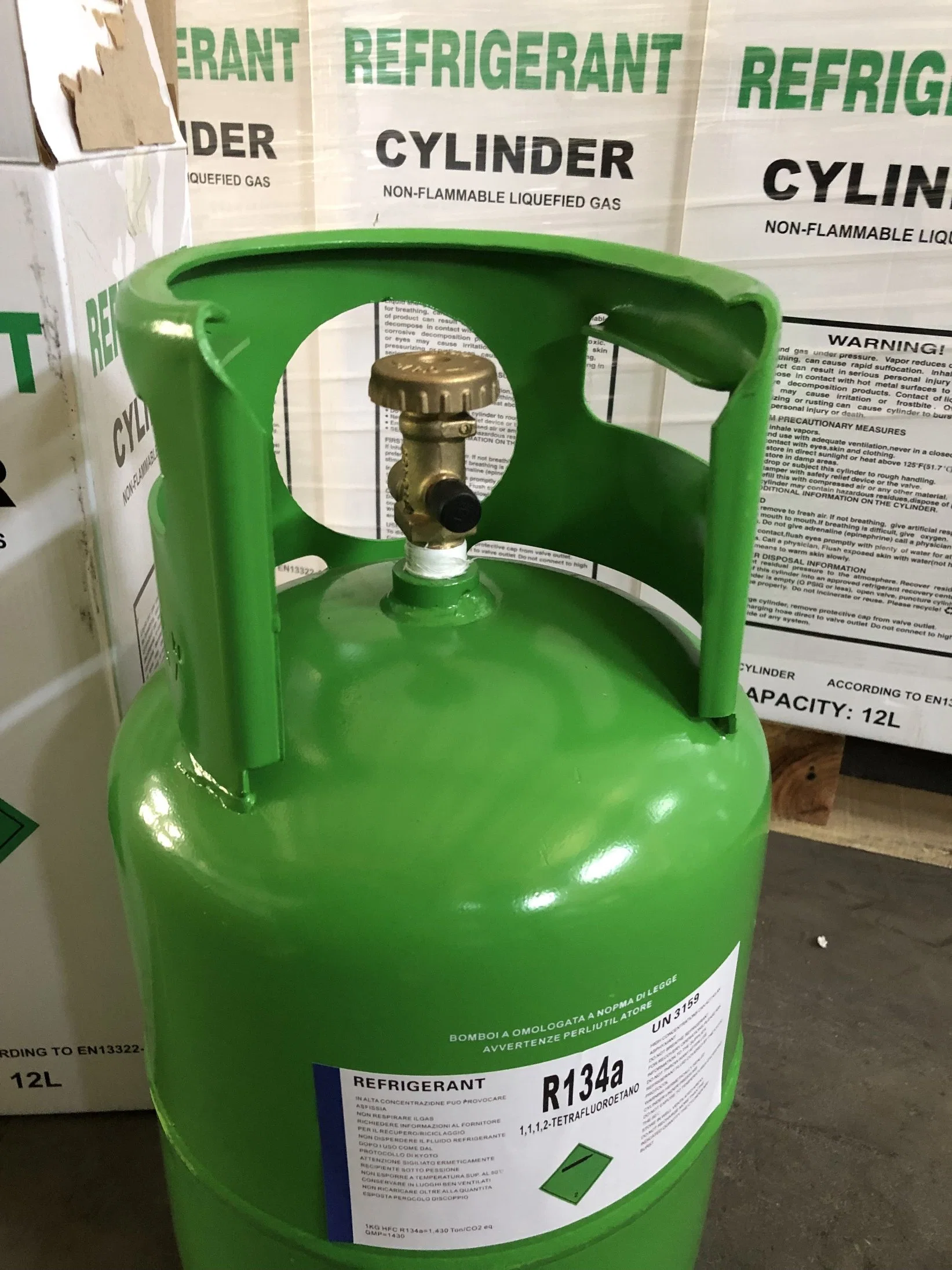 12kg Refillable CE Cylinder Non-Flammable Gas Hfc-134A Refrigerant Gas R134A