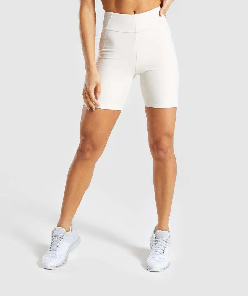Leggings de cintura subida com padrão de cintura subida e meia, ginásio de running curto Tights de ioga para desporto branco para mulher calções