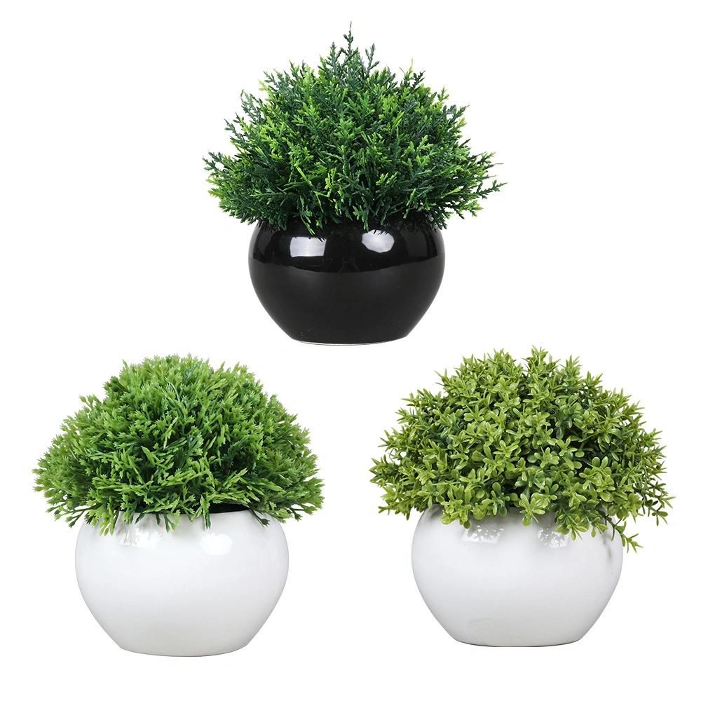 Small Round Potted Artificial Plants Grass Desk Decoration Hot Selling in Amazon