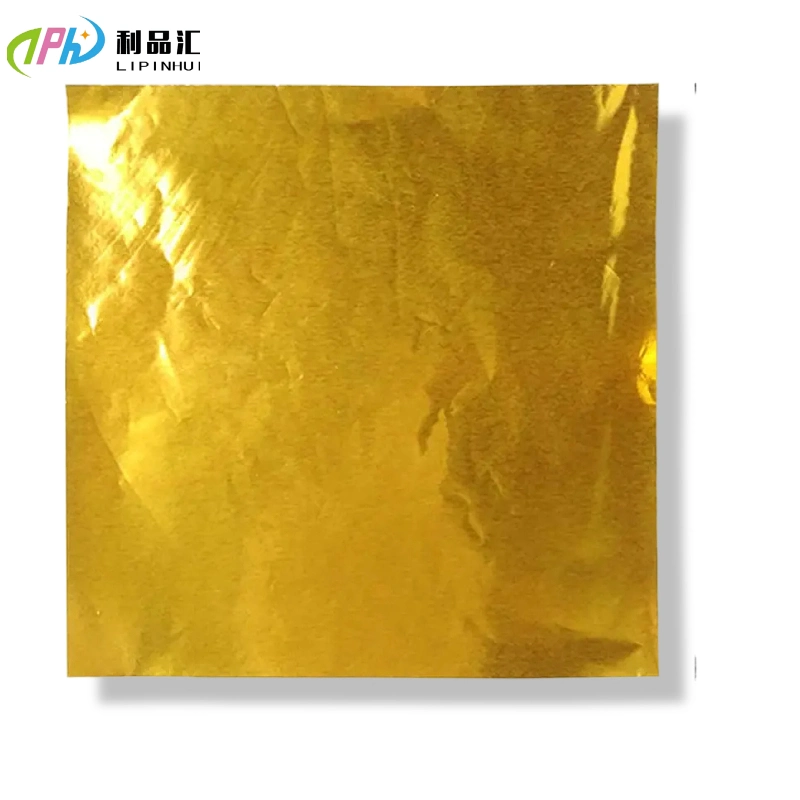 Custom 20X20 Cm Gold Chocolate Candy Wrappers Aluminium Foil Paper Wrapping Sheets for Treats, Wrapping Chocolate Bars