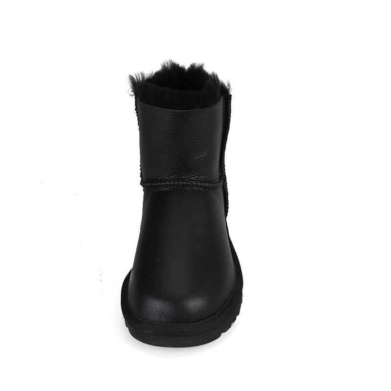 2023 Flat Sole Double Face Sheepskin Back Zipper Ladies Winter Half Boots