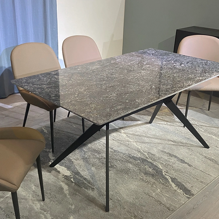 Pierre frittée surface mate Home Table de salle à manger intérieure en céramique personnalisée