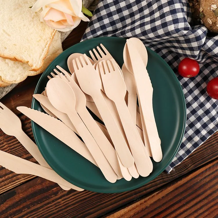 Eco Friendly 160mm Cutlery Wood Forks Spoons knives in Bulk