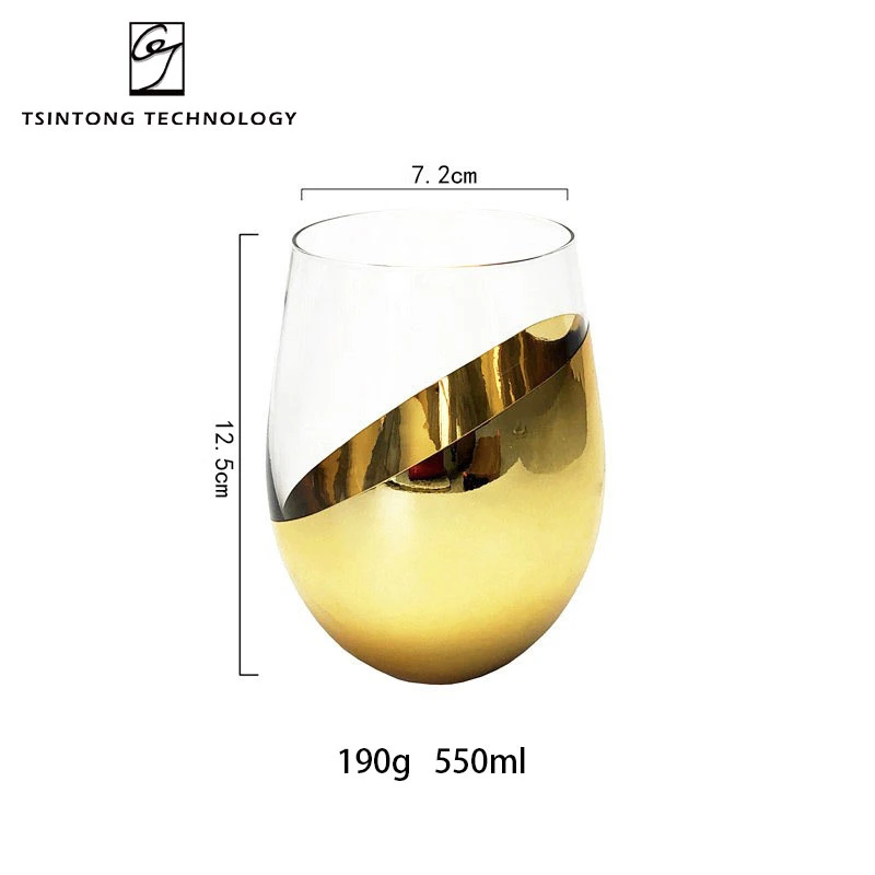 Best Sale Modern Copper Wine Glasses Leadfree Crystal Rose Gold Unique Stemless Drinking Gass Cup Unbreakable Stemless Tumbler Glasses