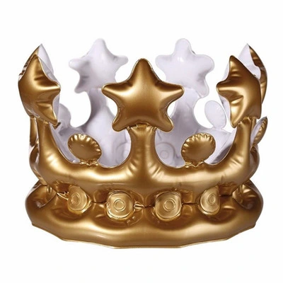 Bonés adultos Inflatáveis Gold Crown, Cap King Toy Decoração de festas PVC Balloon