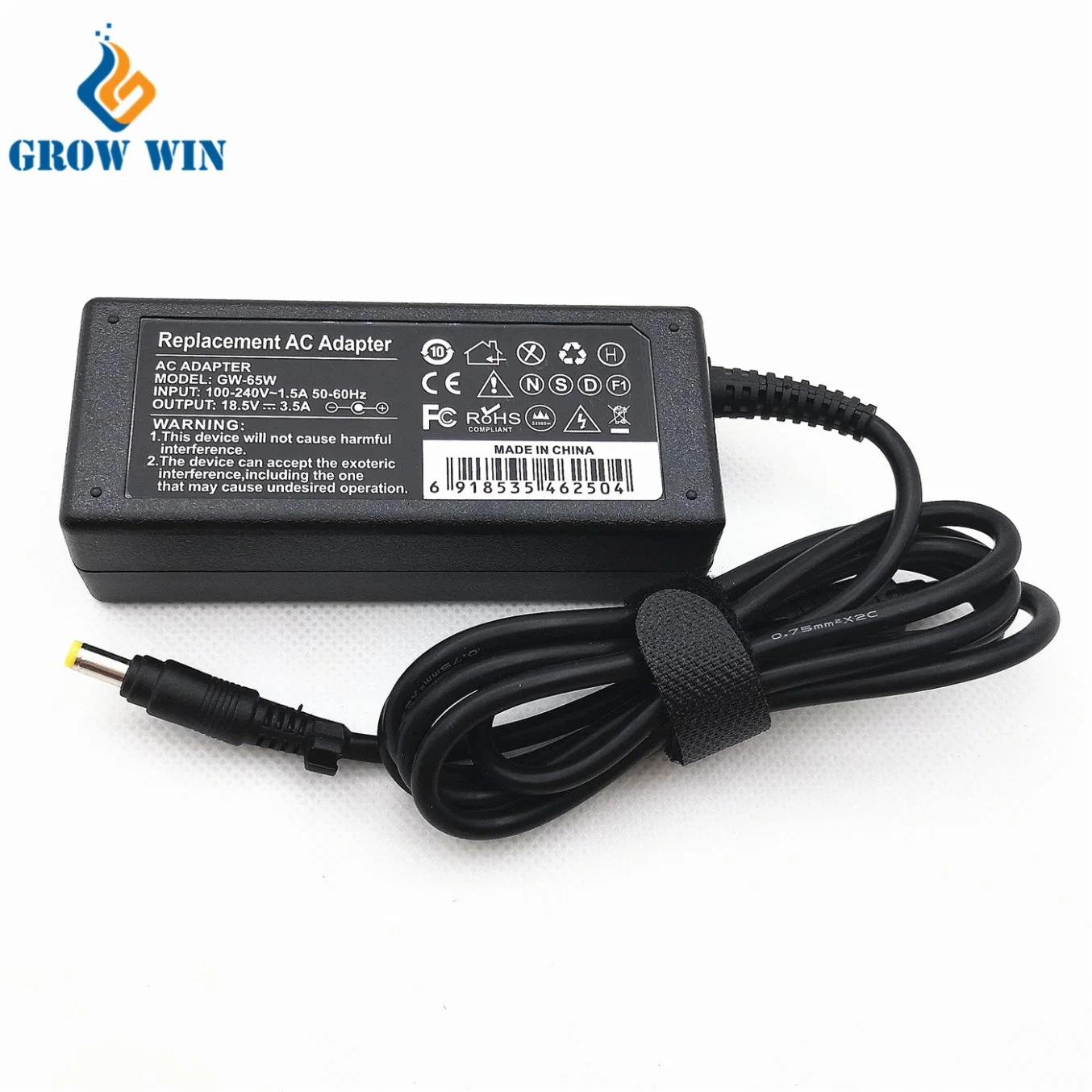 Chine Fabricant de l'adaptateur secteur pour ordinateur portable 65W 18,5 V 3,5A Power Adaptateur pour HP