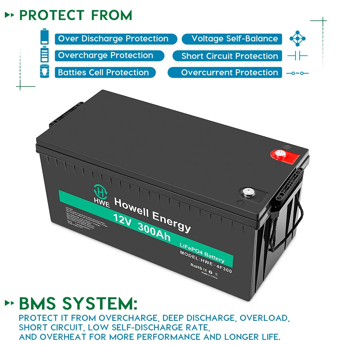 A fábrica 12V 300 Ah de Lítio recarregável Bateria UPS Solar/carrinho de golfe LiFePO Bateria4