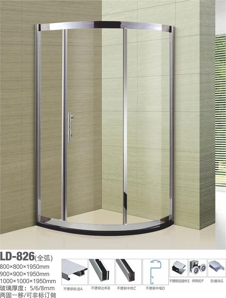 High quality/High cost performance Chrome Sliding Frameless Tempered Glass Stainless Steel Bathroom Bathtub Door