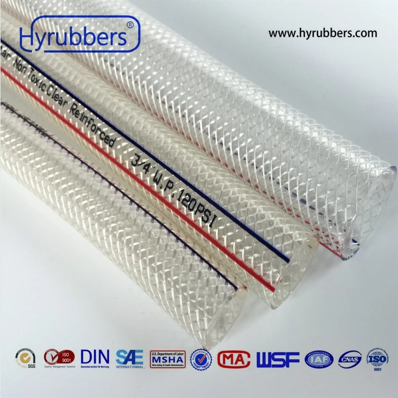 Flexible flexible PVC transparent flexible renforcé de fibre souple