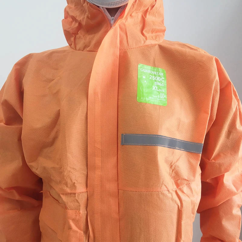 Guardwear OEM Hooded Coverall PPE Type 5 Microporous Coverall Protection Hazmat Suit Disposable Protective Clothing