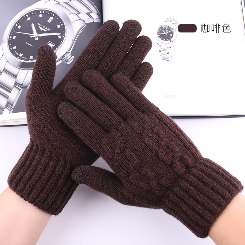 Wholesale/Supplier Winter Warm Wool Acrylic Thicken Men Knitted Gloves