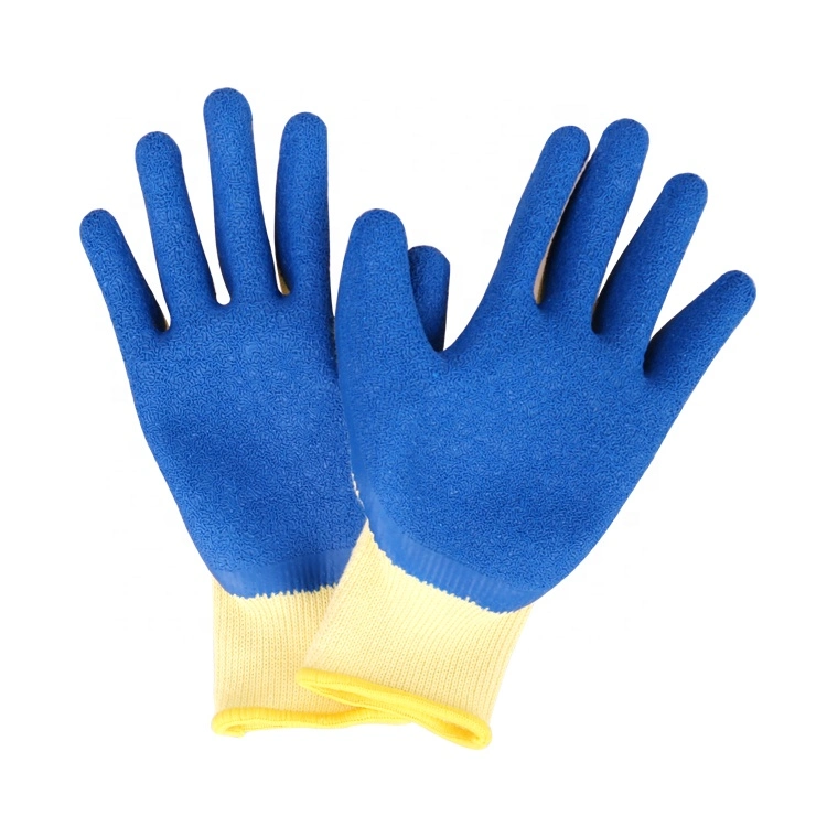 10g Yellow Polyester Cotton Latex Wrinkled Gloves Industrial Safety Hand Products Gloves