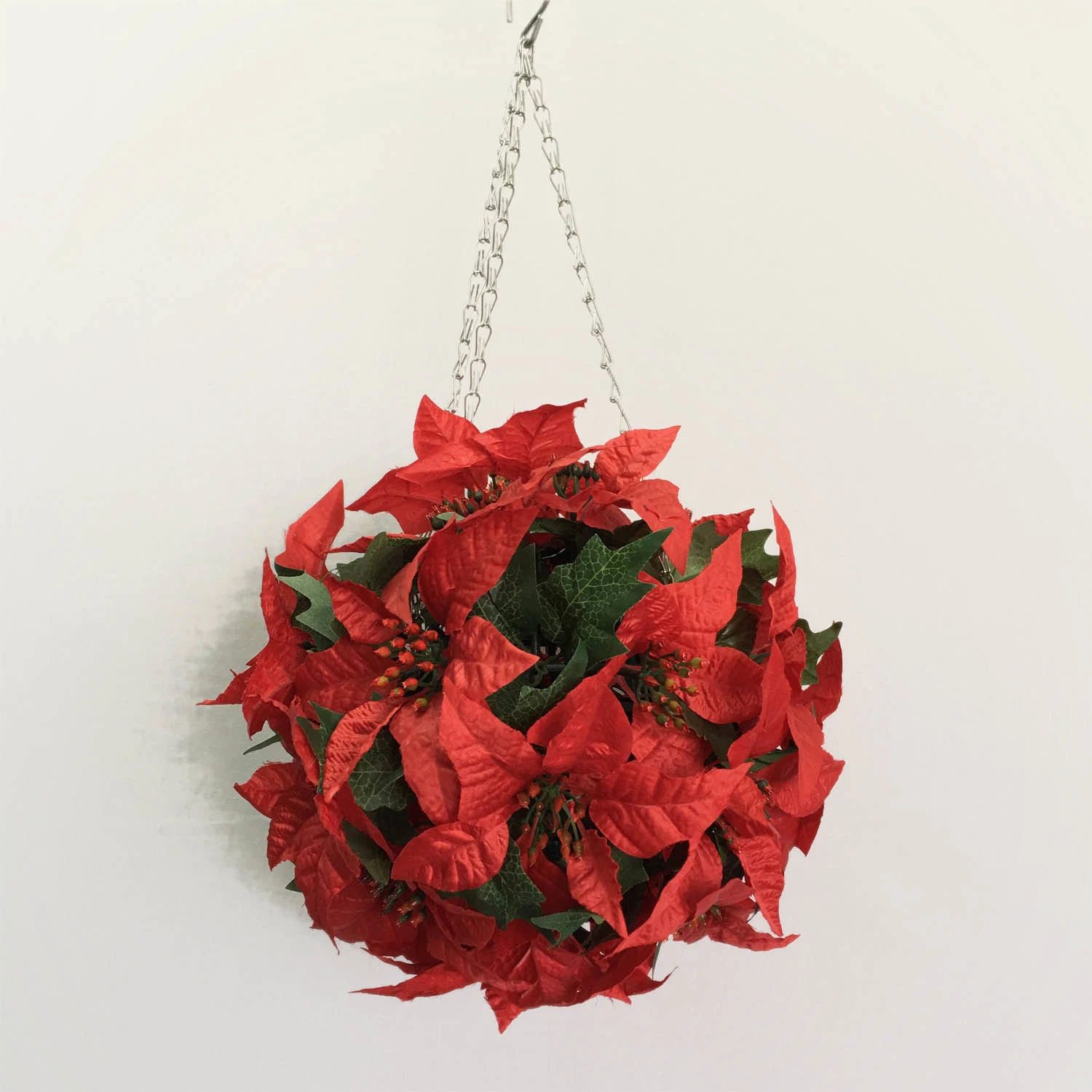 LED Christmas Decorative Artificial Poinsettia Hanging Flower Ball