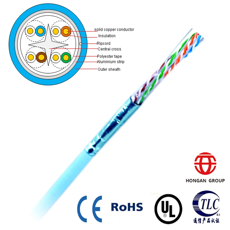 كبل شبكة FTP CAT6A مع 4 موصلات نحاسية صلبة