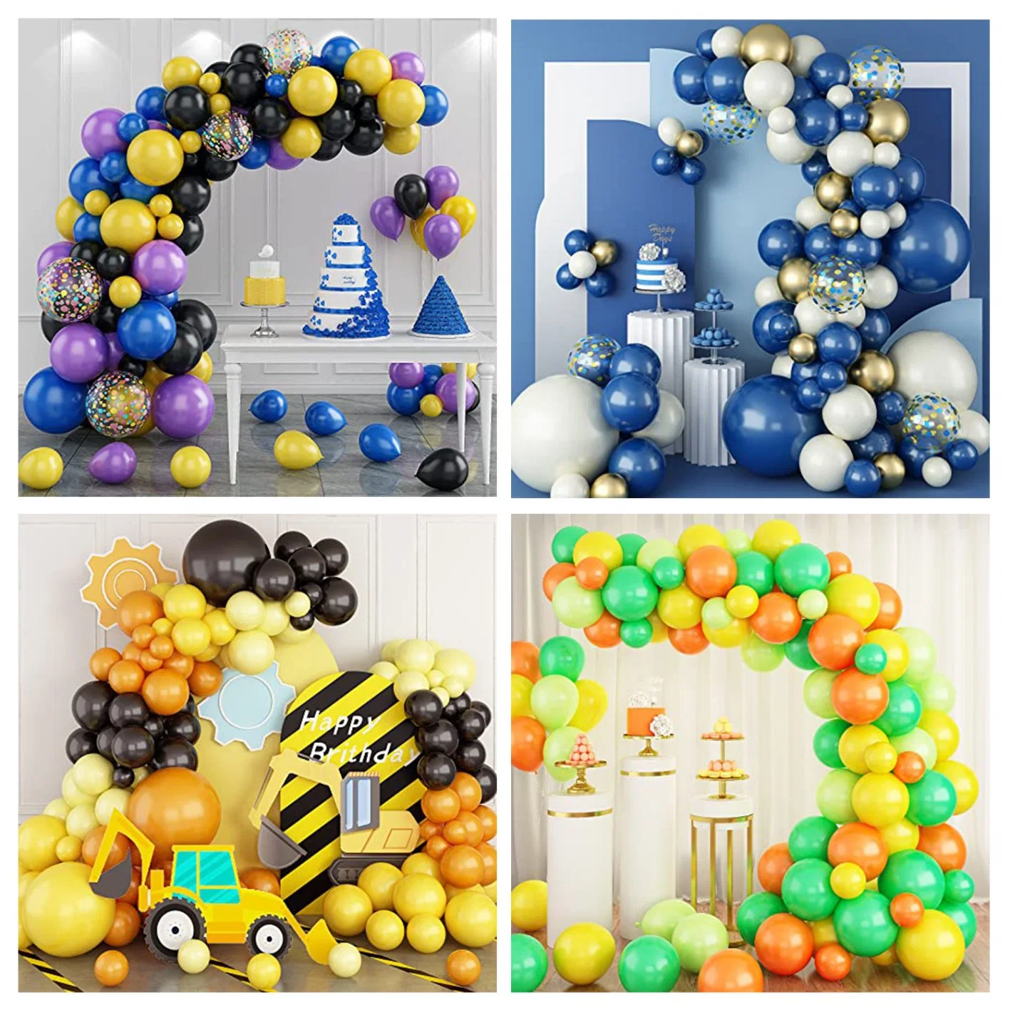 Guirnalda Globos de coche de carreras Juegos de arco, con azul amarillo rojizo globos globos de látex para niños Cumpleaños Baby Shower Boda decoraciones suministros