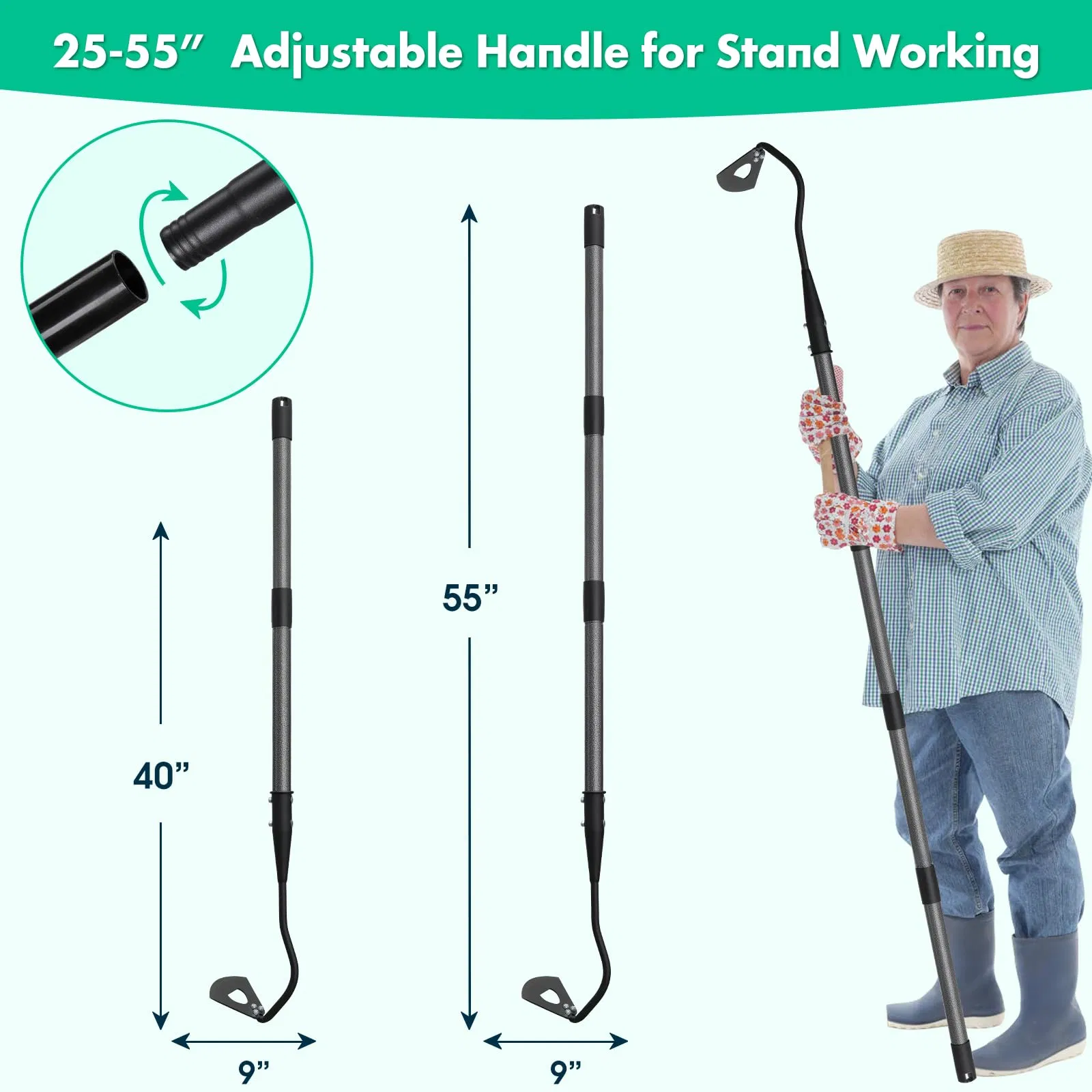 Factory Outlet Long Handle Harded Hollow Hoe 55 polegadas Garden Ferramenta