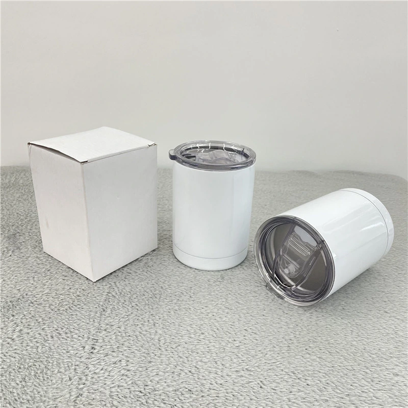 Sublimación en blanco Thermos Doble pared 10oz Blanco Acero inoxidable a prueba de fugas Tapa recta Lowball taza vaso vaso de ventosa vasos