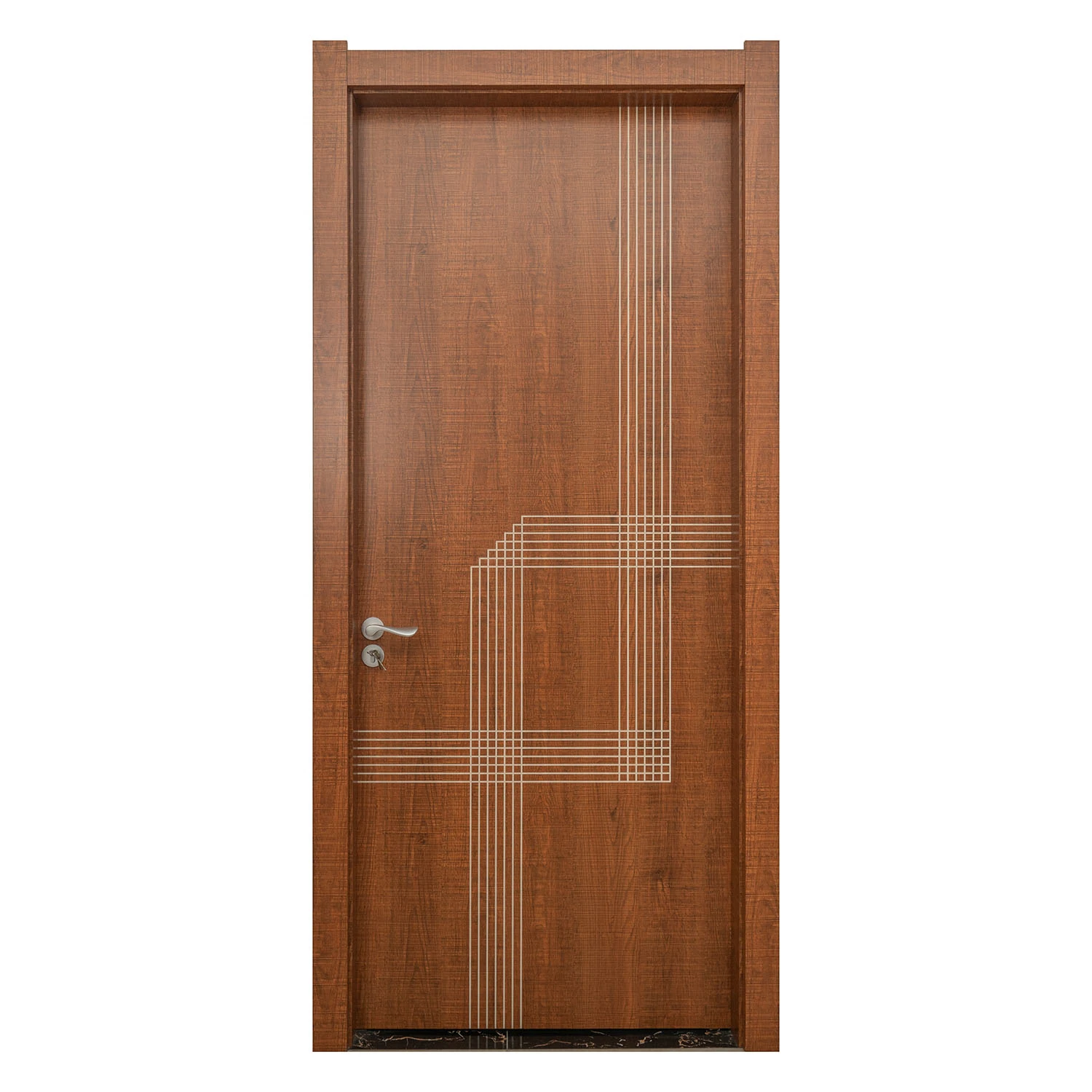 Wood Grain WPC Door Frame WPC Interior Flush PVC Room Door