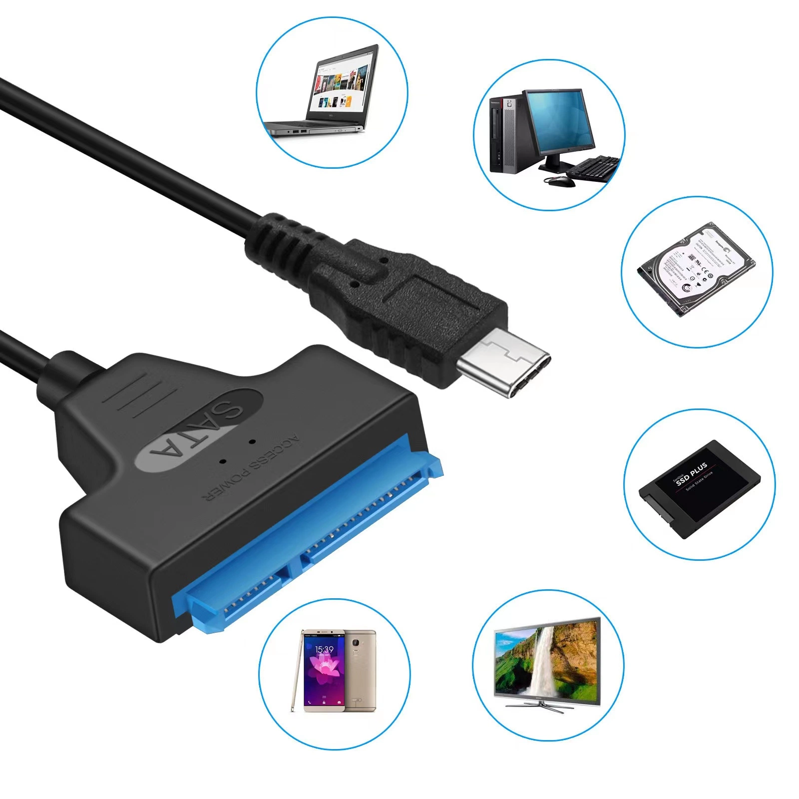 Câbles de conversion SATA USB 3.1 de type C.