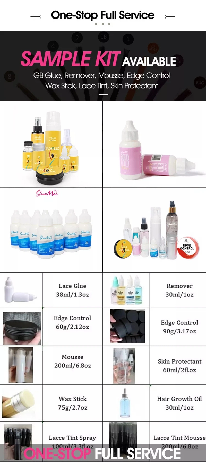 Etiqueta privada Herramientas de estilismo de pelo pegado extrema fuerte mantener la mella Pegamento y Remover Lace Tint Spray Wig adhesivo Lace Glue Establecer