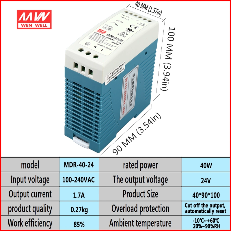 Funi Factory Outlet 40W Mini 24V 1.7A en carril DIN Fuente de alimentación