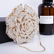 Leb977 Luxury Flower Shaped Rhinestone Lady Purse Crystal Evening Bags