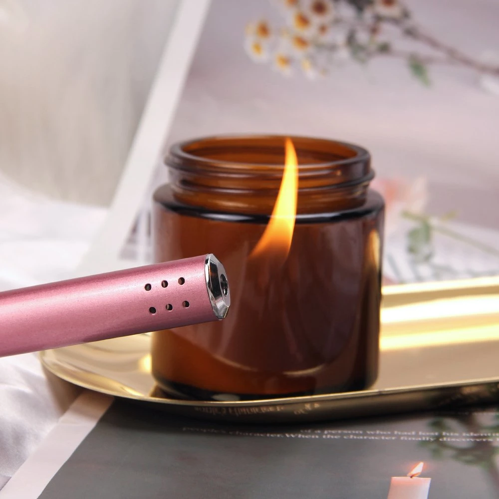 Custom Luxus Rose Gol Kerze Pflege-Kit Gas Feuerzeug mit 3 in 1candle Wick Trimmer Snuffer Home BBQ