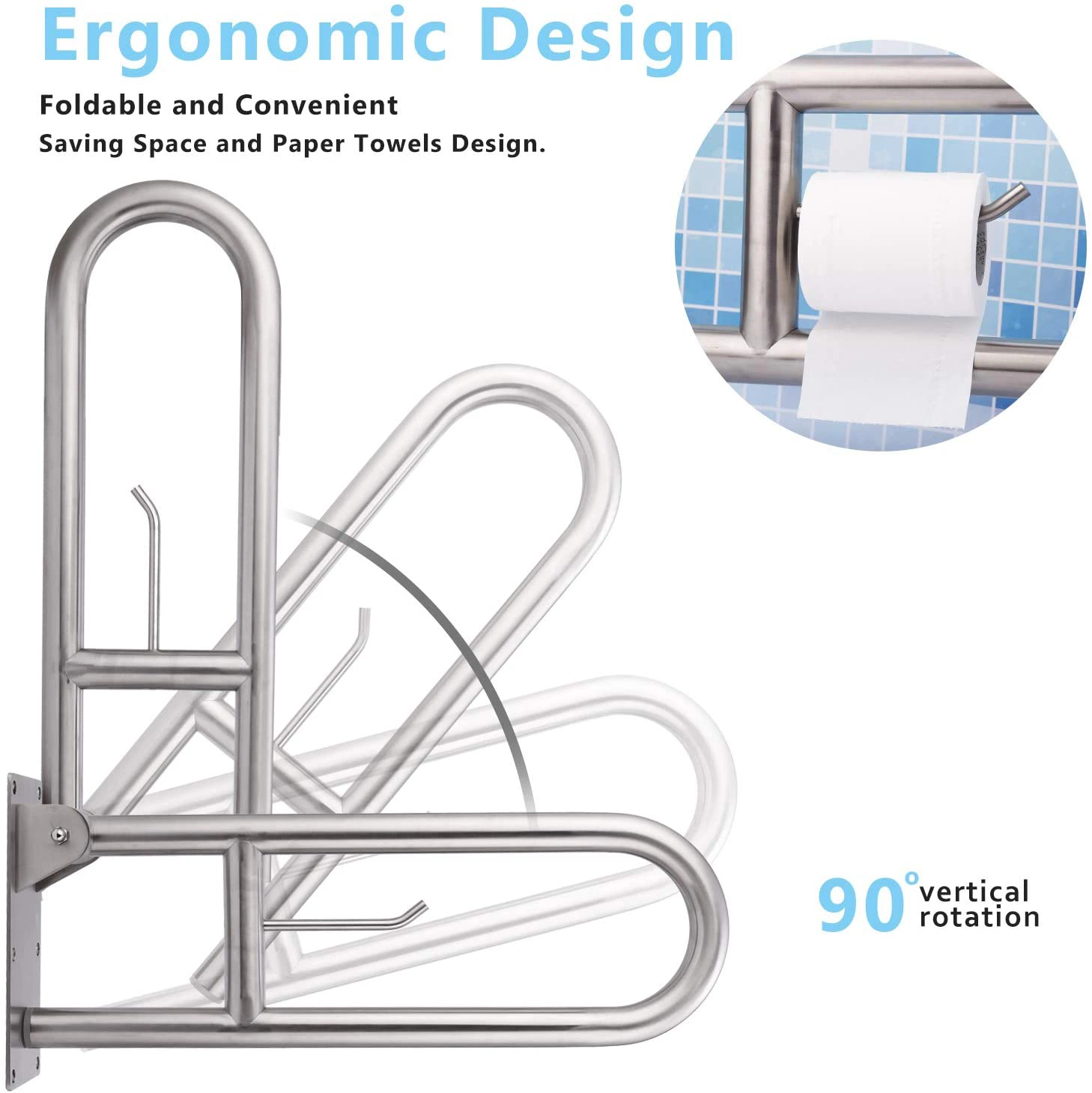 Wc inoxidável Grades de Segurança Grab Bar Wc Corrimãos Alças para lidar com