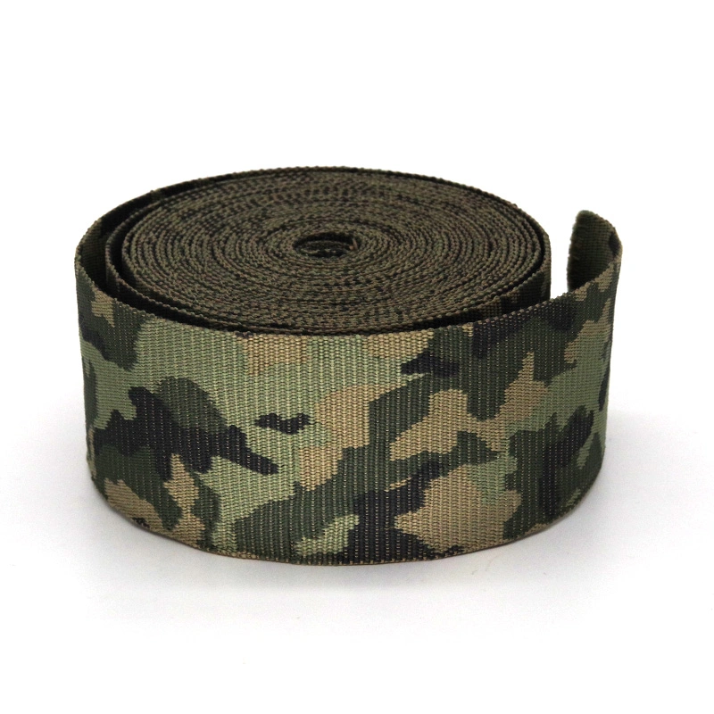 OEM&ODM 25 50 75mm Backpack Bag Vest Belt PP Japanese Jacquard Camo Webbing